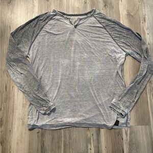 Lucky Brand Venice Burnout  Gray Long Sleeve Top